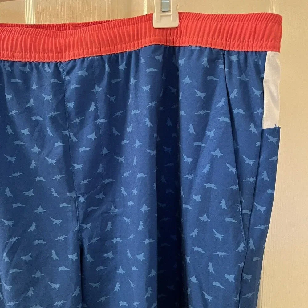 Chubbies Fighter Jets Planes Swim Trunks Board Shorts Red White Blue Men's 2XL